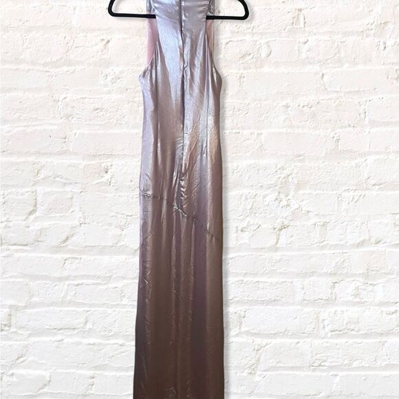 Lovers and  Friends Cressida gown pale pink metallic wet look dress Revolve - Picture 5 of 11